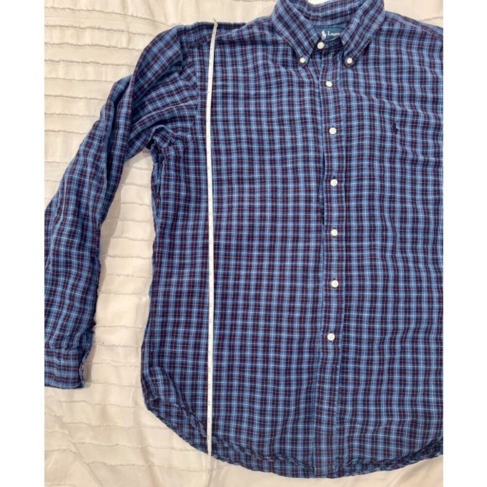 Ralph Lauren Classic Fit Blue Plaid Cotton Button Down Shirt Men's Large Preppy - Picture 13 of 16